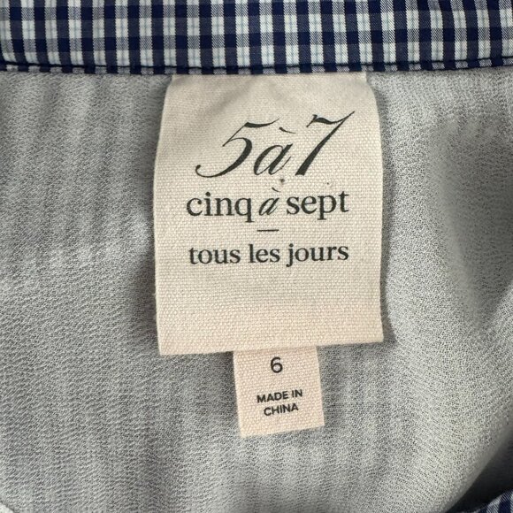 Cinq A Sept Sleeveless Gaby Dress Size 6 Gingham Blue White Tie Detail SW-2045 - Picture 6 of 8